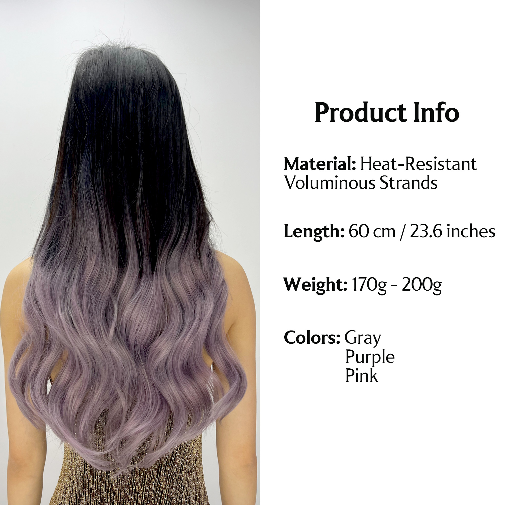 Hair Extension Curly - Balayage Ombre Gray - Big Wave - Image 2