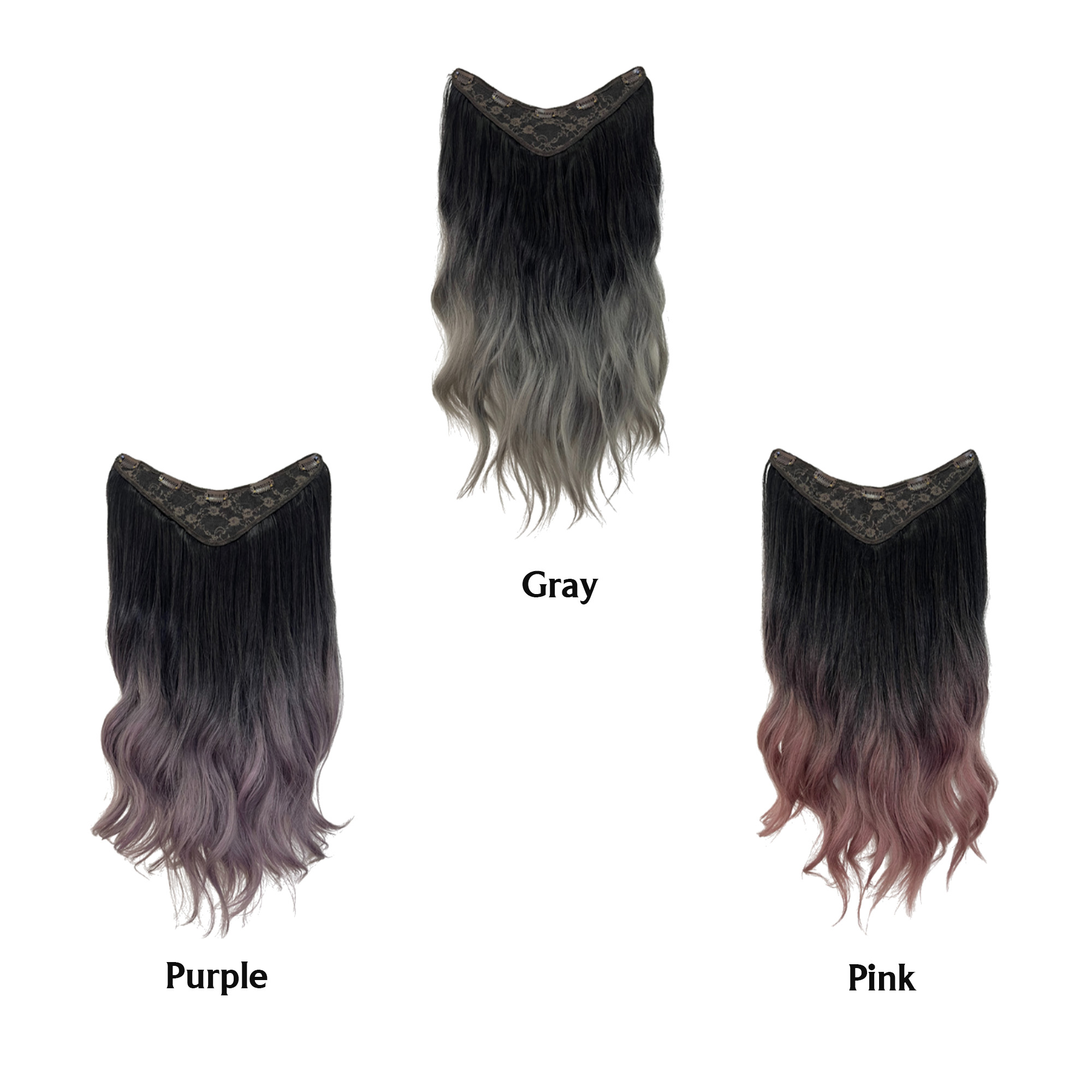 Hair Extension Curly - Balayage Ombre Gray - Big Wave - Image 5