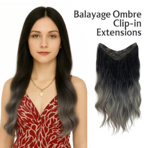 Hair Extension Curly - Balayage Ombre Gray - Big Wave
